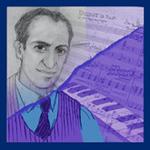 George Gershwin illustration with piano